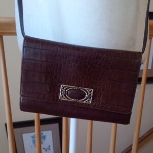 Brighton Dark Brown Leather Crossbody Wallet Clutch Bag With Removable Strap